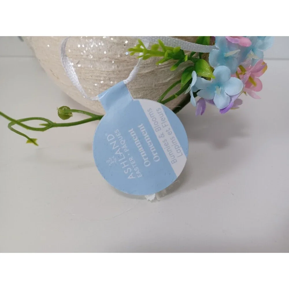 NEW Ashland Set of 2 Bunnies & Blooms Egg Ornament Easter‎ Crafts
